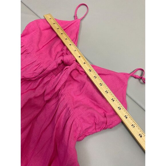 Tabitha Brown Target Tiered Smocked Maxi Linen Blend Dress Pink Red size Medium - Picture 6 of 11